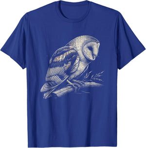 Vintage Barn Owl Graphic Design and Men T-Shirt - T-Shirt | Royal