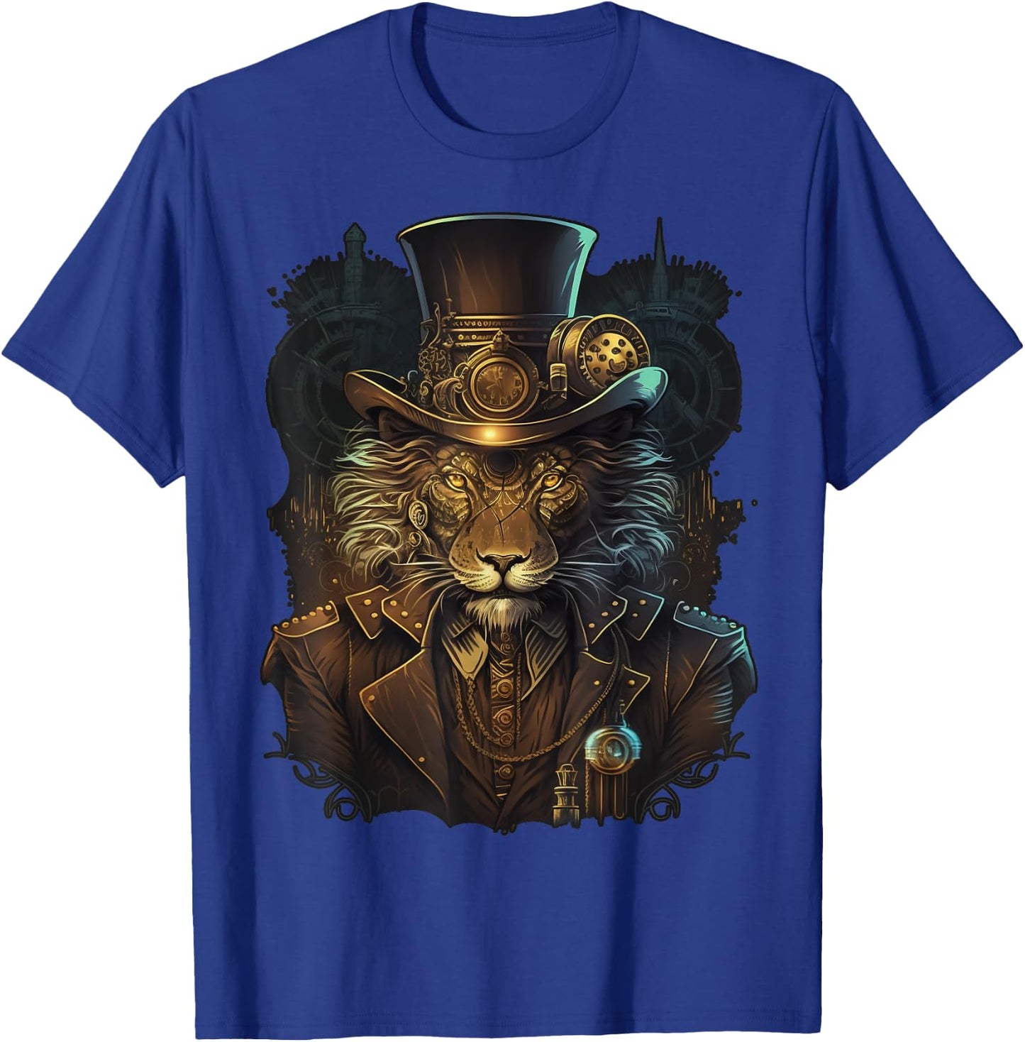 Lion Lover Steampunk Lion Women's Casual - Black, Small, Short Sleeve, Regular Fit, -Kids T-Shirt - T-Shirt | Royal