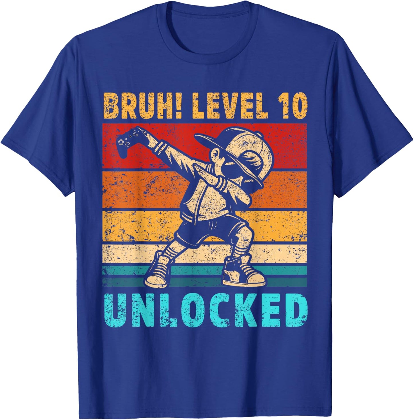 10 Year Old Birthday Dabbing Boy Bruh 10th Level Unlocked T-Shirt - T-Shirt | Royal