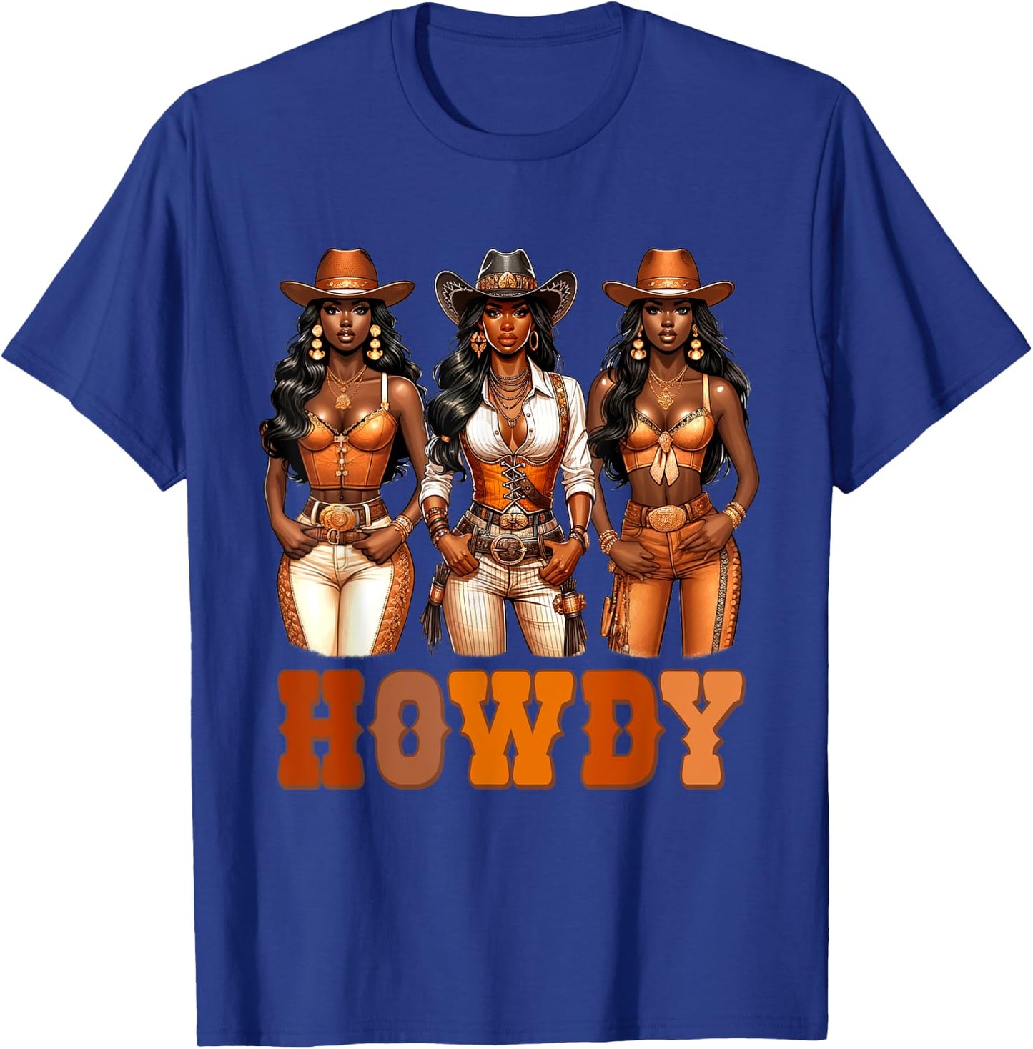 Howdy Black Cowgirl Western Rodeo Melanin Black History T-Shirt - T-Shirt | Royal