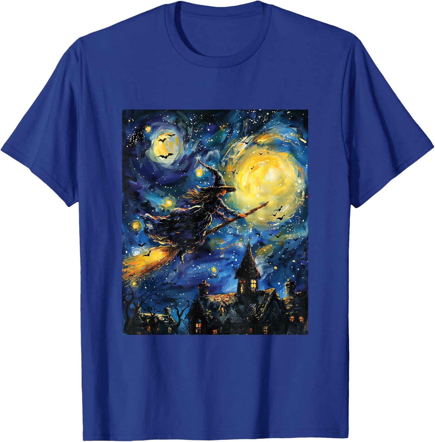 Witch Halloween - Van Gogh Style - Starry Night T-Shirt - T-Shirt | Royal