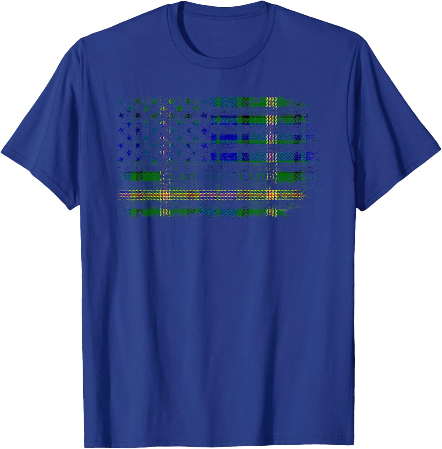 Clan Maitland Scottish tartan US flag kilt Scotland T-Shirt - T-Shirt | Royal