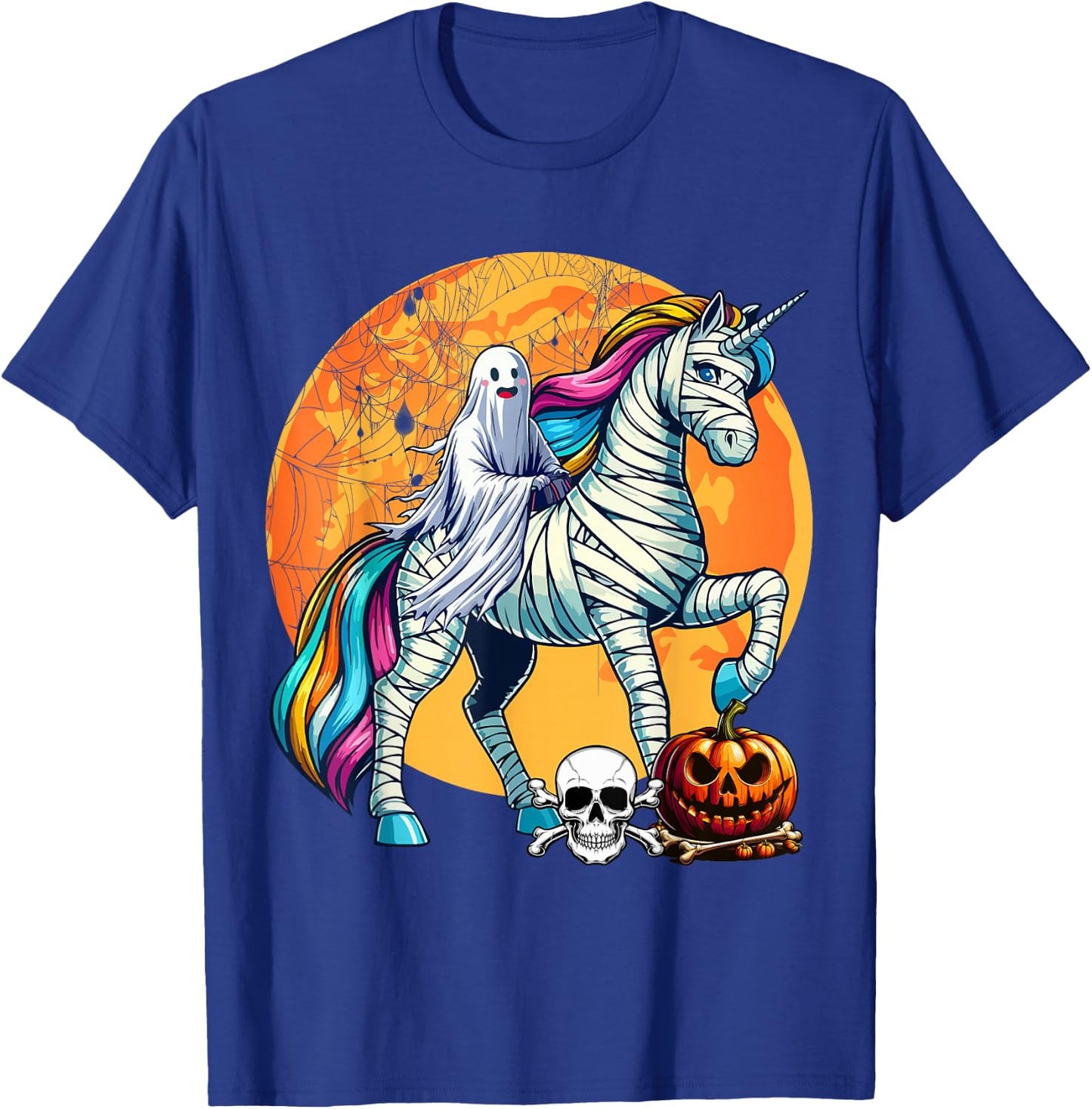 Boo Ghost Riding Unicorn Halloween Mummy Costume Kid Toddler T-Shirt - T-Shirt | Royal
