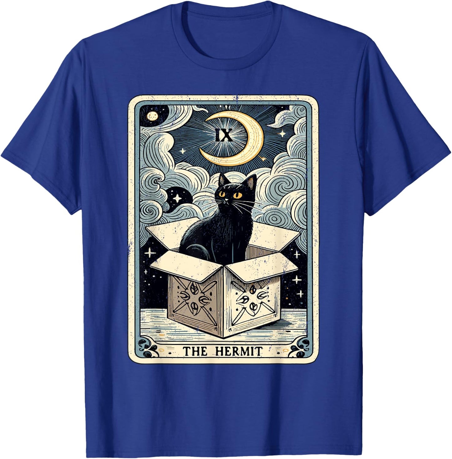 The Hermit Tarot Card Cat in Box Mystic Funny Cat T-Shirt - T-Shirt | Royal