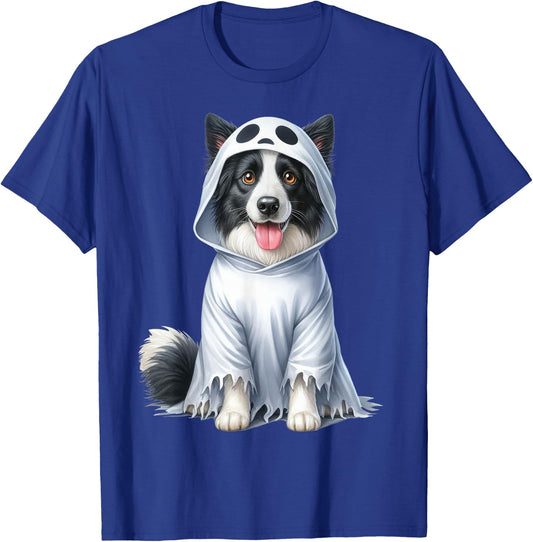 Funny Ghost Border Collie Dog Lover Halloween Costume Men Women T-Shirt - T-Shirt | Royal