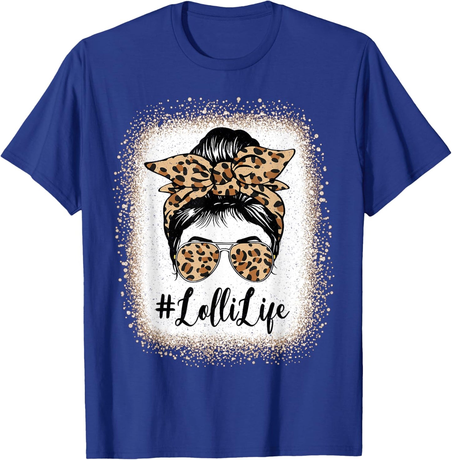 Lolli Life Bleached Leopard Messy Bun Mother's day T-Shirt - T-Shirt | Royal
