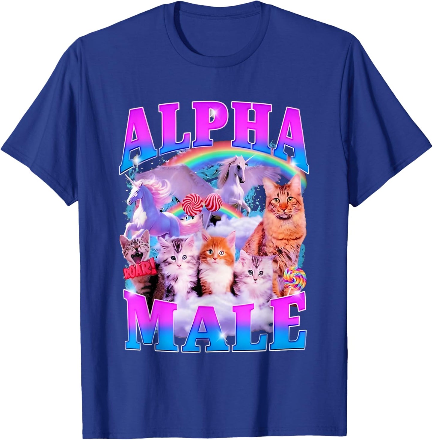 Cat And Unicorn Alpha Male T-Shirt - T-Shirt | Royal