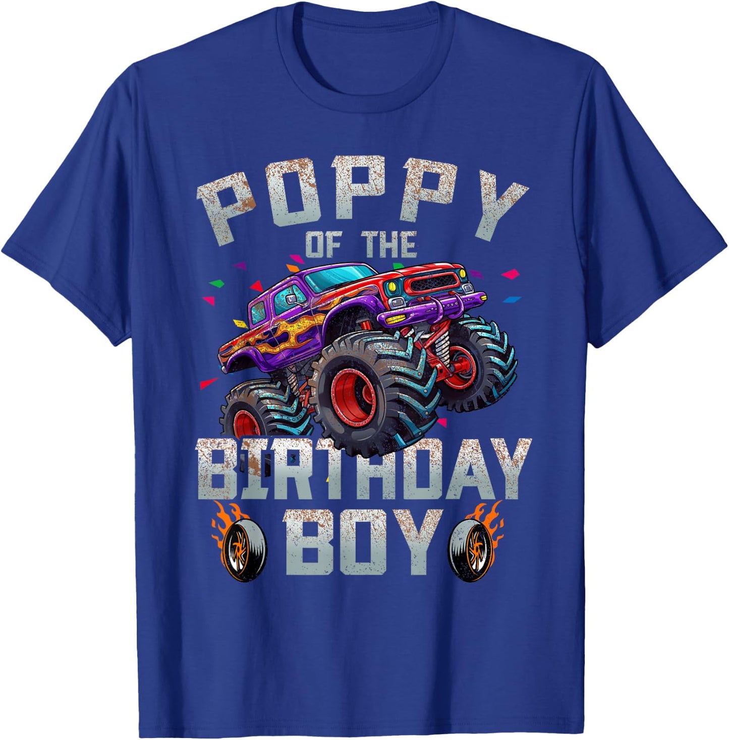 Poppy Of The Birthday Boy Monster Truck Family T-Shirt - T-Shirt | Royal