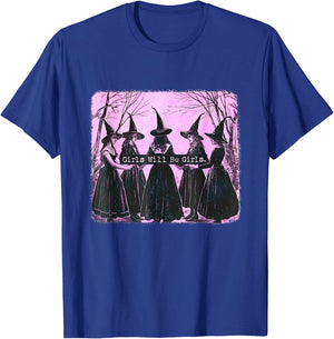 Funny Halloween Shirt 2025 Girl Will Be Girl Witch T-Shirt - T-Shirt | Royal