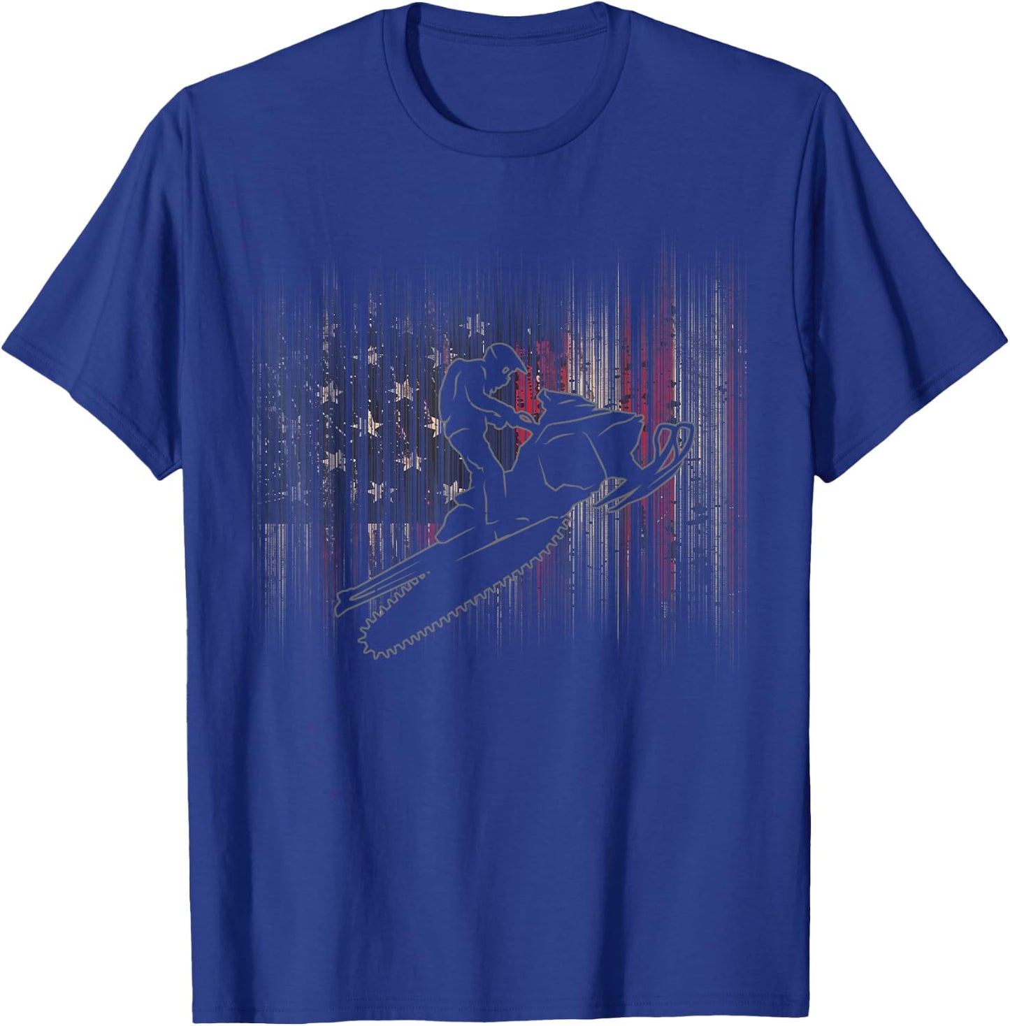 American Flag Snowmobile Apparel - Snowmobile T-Shirt - T-Shirt | Royal