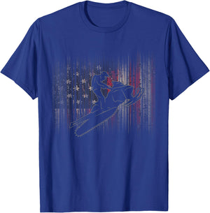 American Flag Snowmobile Apparel - Snowmobile T-Shirt - T-Shirt | Royal