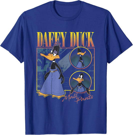 Looney Tunes Daffy Duck Mall Pants Showcase Vintage Panels T-Shirt - T-Shirt | Royal