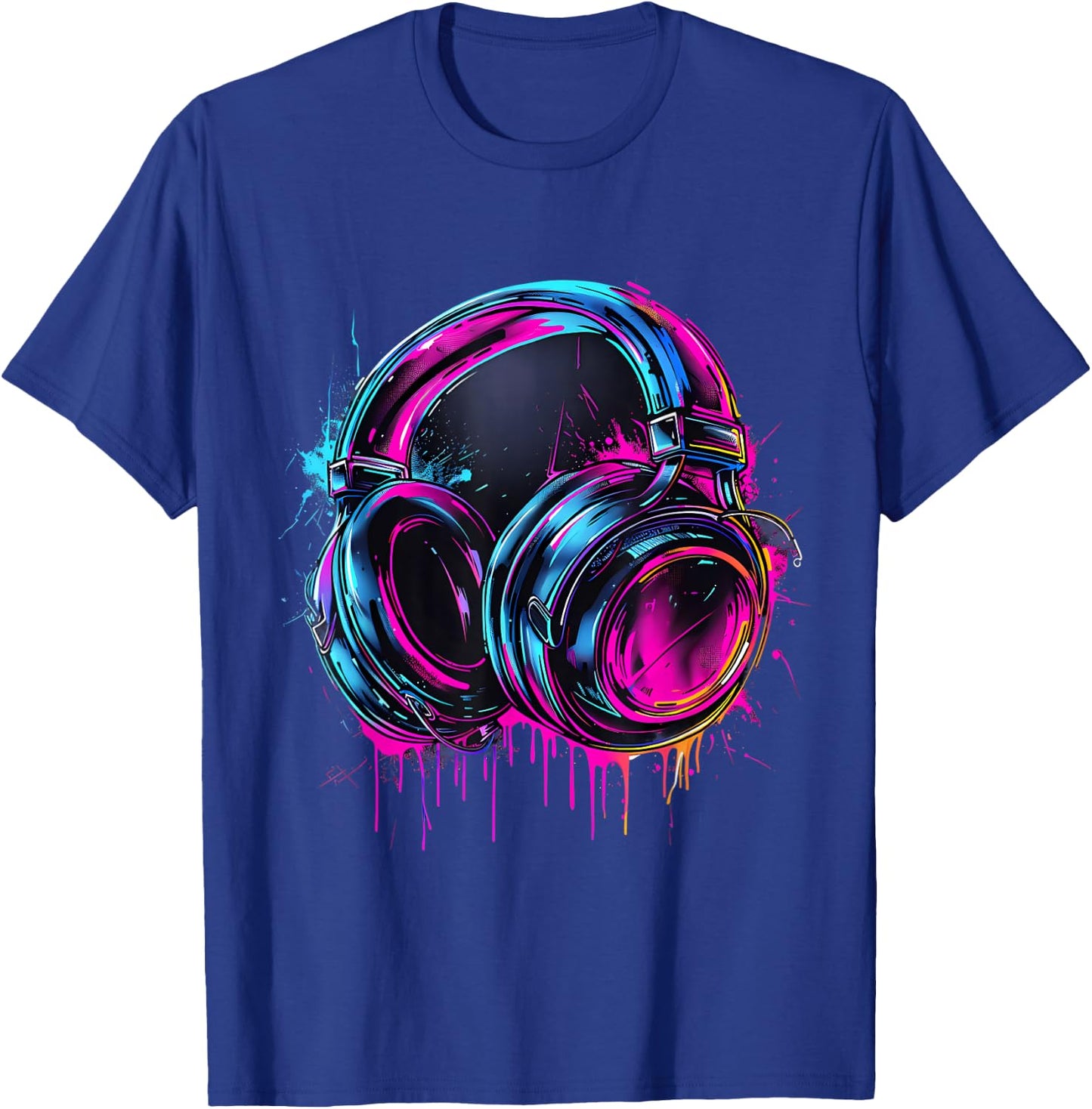 Headphones Music DJ Music Headphones Music Lover Splash EDM T-Shirt - T-Shirt | Royal