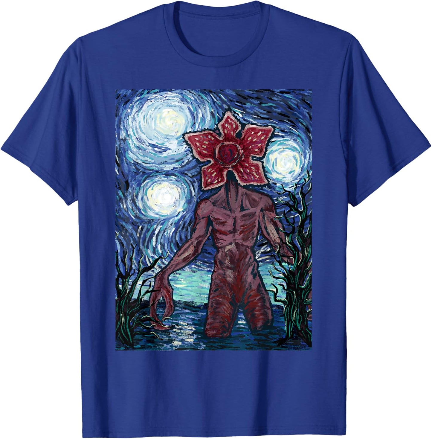 Netflix Stranger Things Demogorgon Starry Night Style Poster T-Shirt - T-Shirt | Royal