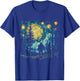 Funny Bigfoot Starry Night Sasquatch Van Gogh Sky Painting T-Shirt - T-Shirt | Royal