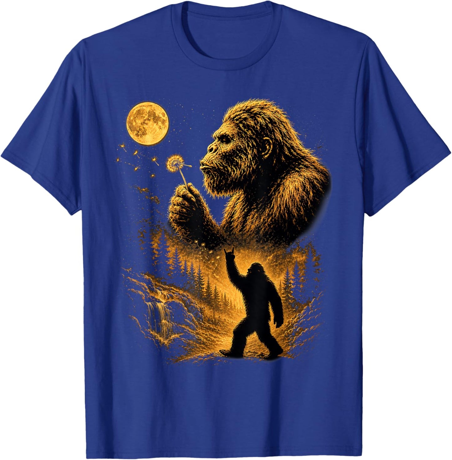 Vintage Bigfoot Sasquatch Cryptid Blowing Wishes Gifts T-Shirt - T-Shirt | Royal