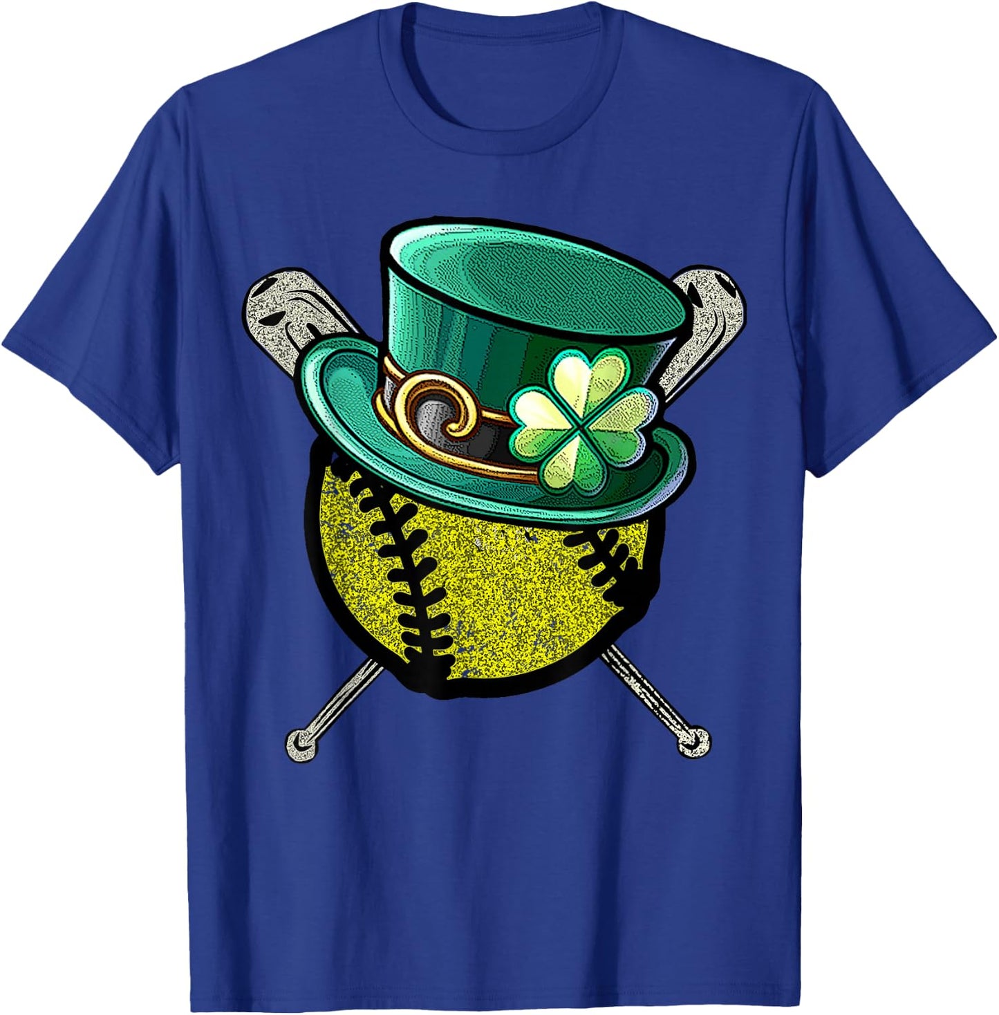 Softball Baseball Leprechaun Hat Shamrock St.Patrick's Day T-Shirt - T-Shirt | Royal