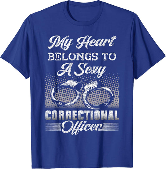 Correctional Officer Girl Girlfriend Wife My Heart Belongs T-Shirt - T-Shirt | Royal