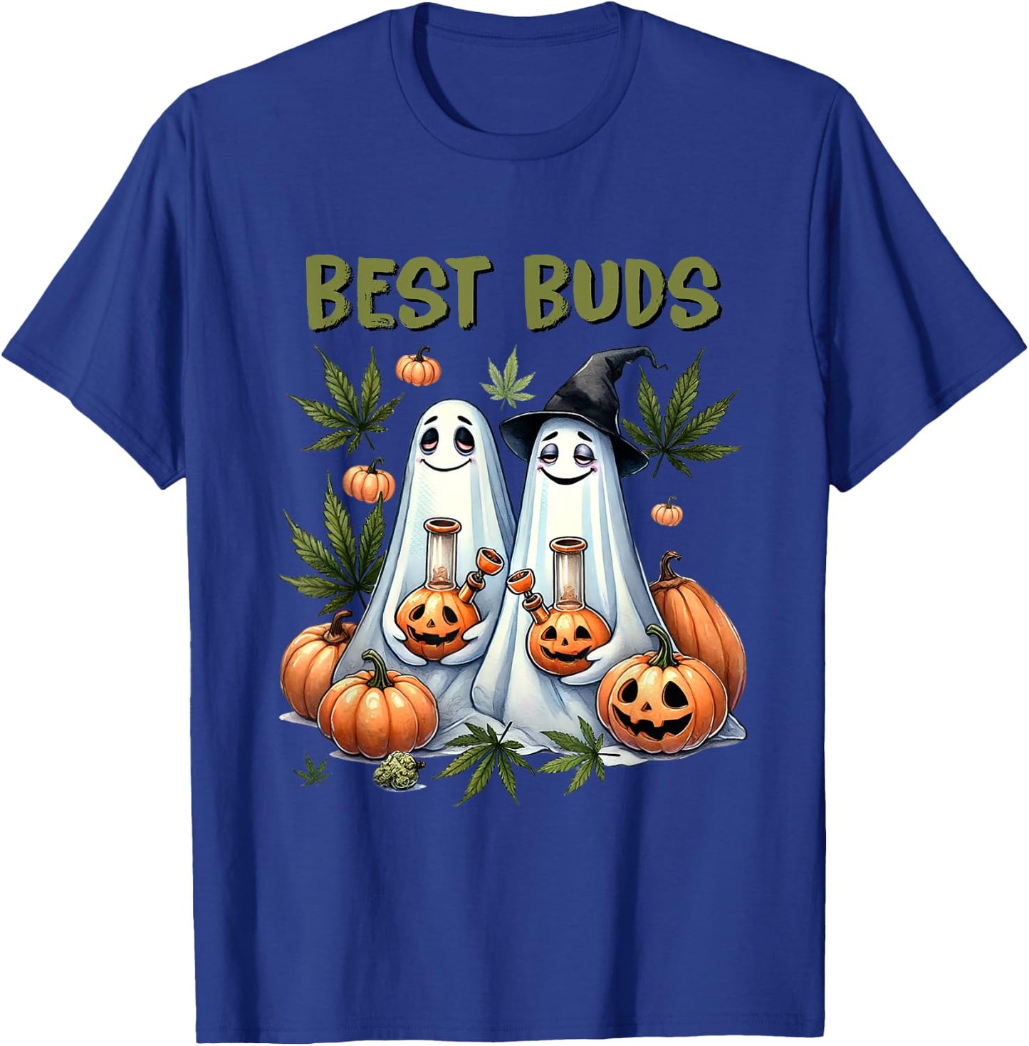 Marijuana Best Buds Ghost 420 Weed Cannabis Funny Halloween T-Shirt - T-Shirt | Royal