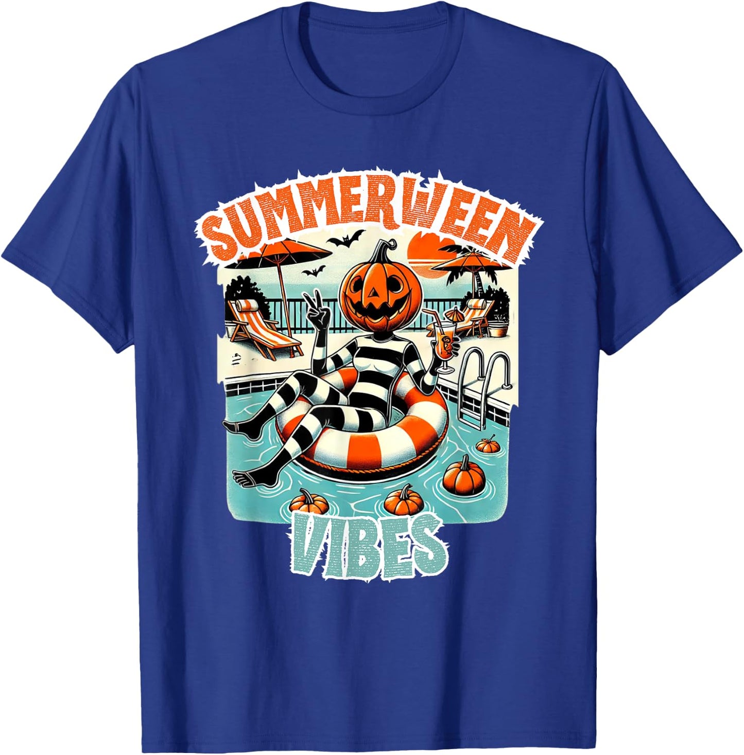 Summerween Vibes Halloween in Summer Design T-Shirt - T-Shirt | Royal