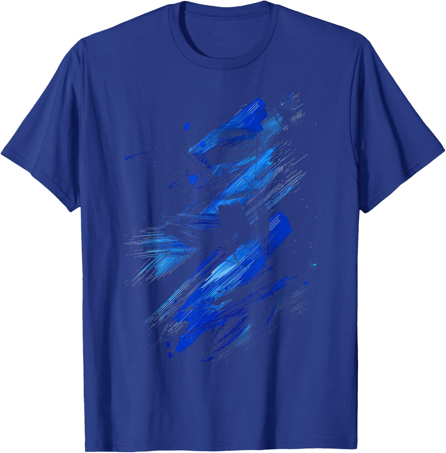 Blue And Black Dynamic Splatter T-Shirt - T-Shirt | Royal