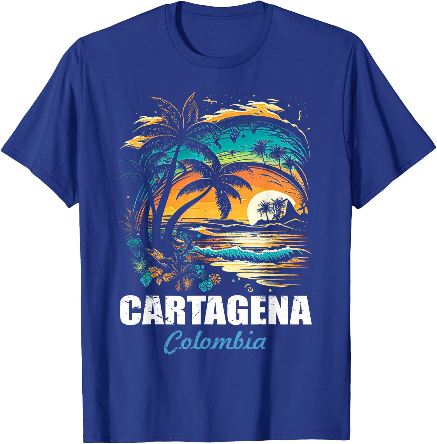 Retro Cartagena Colombia Sunset Vintage Vacation Souvenir T-Shirt - T-Shirt | Royal