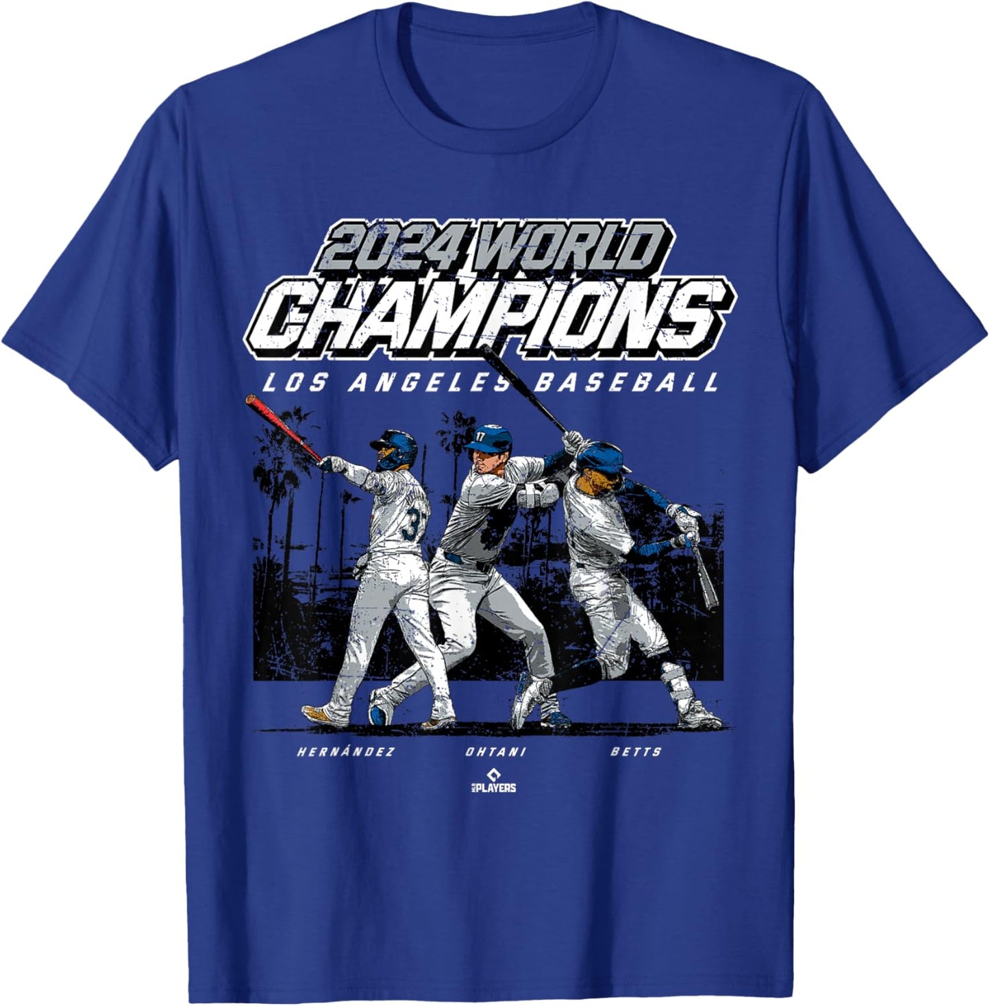 2024 Los Angeles World Champions Ohtani, Betts & Hernández T-Shirt - T-Shirt | Royal
