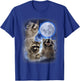 3 Raccoons Moon Raccoon Howling at Moon Funny Weird Cursed T-Shirt - T-Shirt | Royal