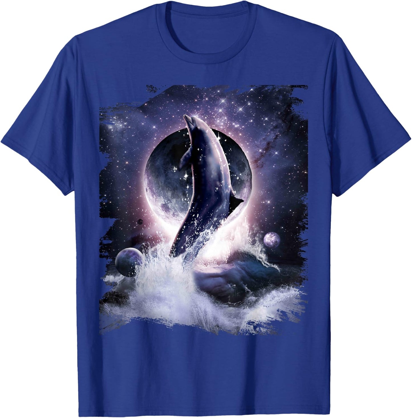 Moon Dolphin Space Galaxy Dolphins T-Shirt - T-Shirt | Royal