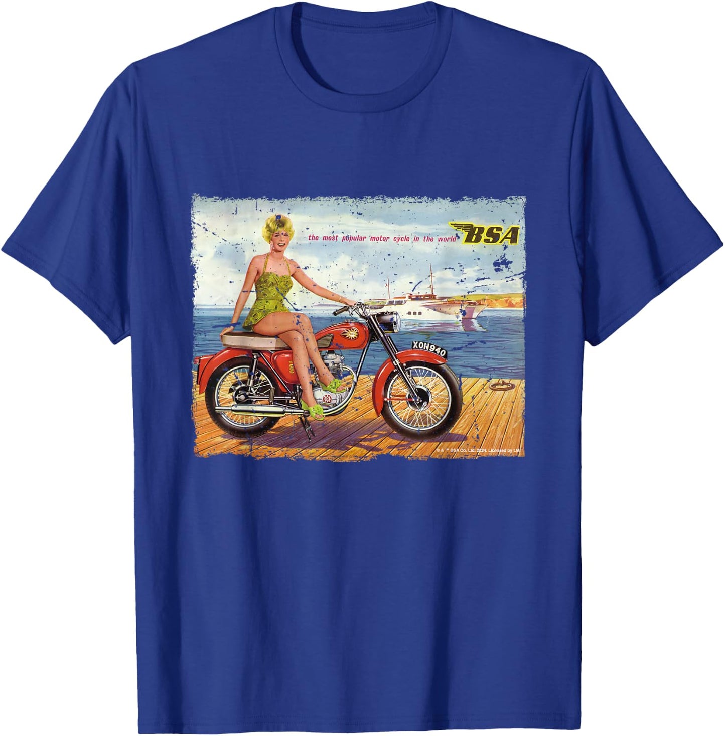 BSA C15 Star 1962 Motorcycle Dockside Ad T-Shirt - T-Shirt | Royal