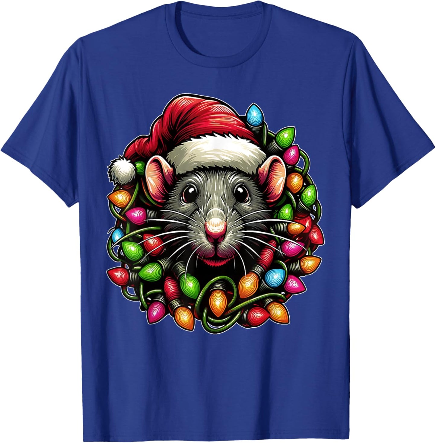 Rat Mouse Christmas Hat Xmas T-Shirt - T-Shirt | Royal