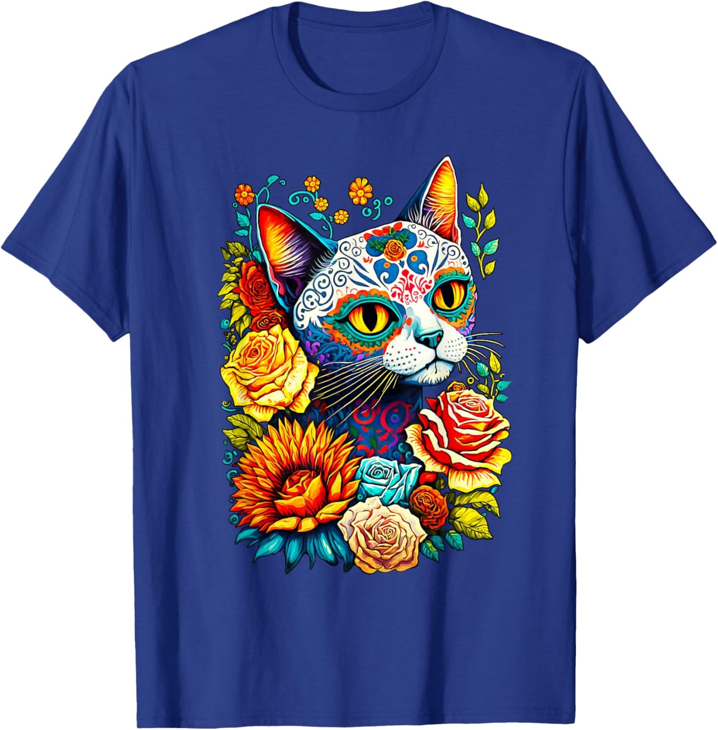 Sugar Skull Cat Dia De Los Muertos Catrina Day Of The Dead Women Kids T-Shirt - T-Shirt | Royal