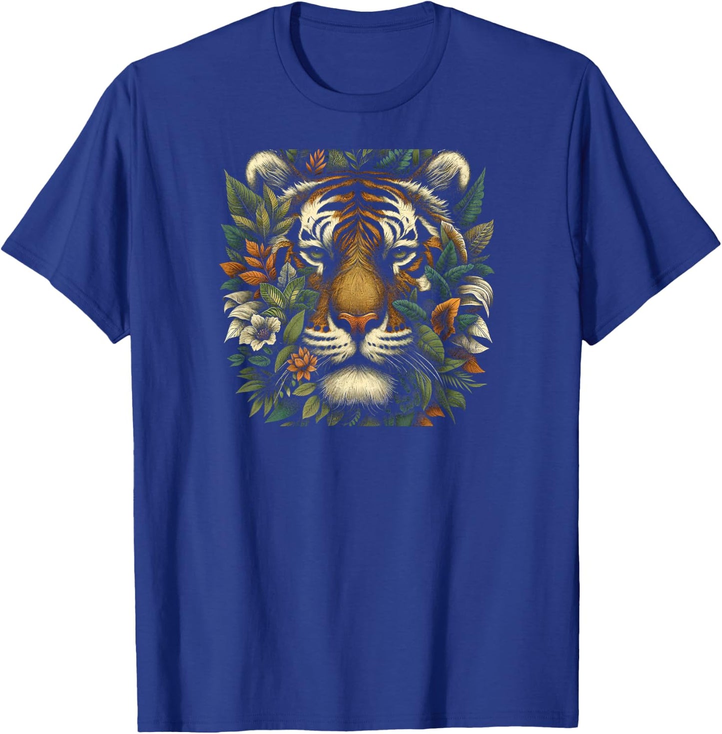 Tiger Face in Wilderness T-Shirt - T-Shirt | Royal