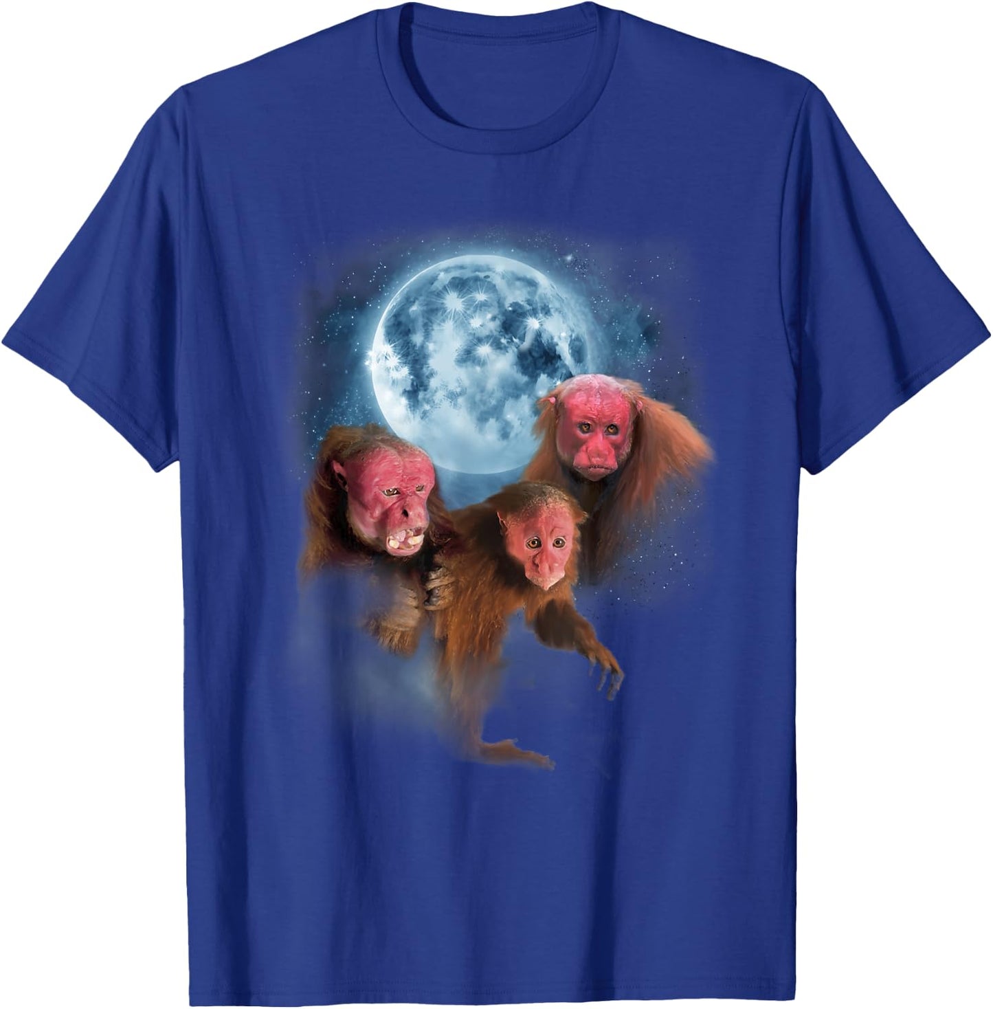Bald Uakari Shirt - Funny Monkey Howling at the Moon T-Shirt - T-Shirt | Royal