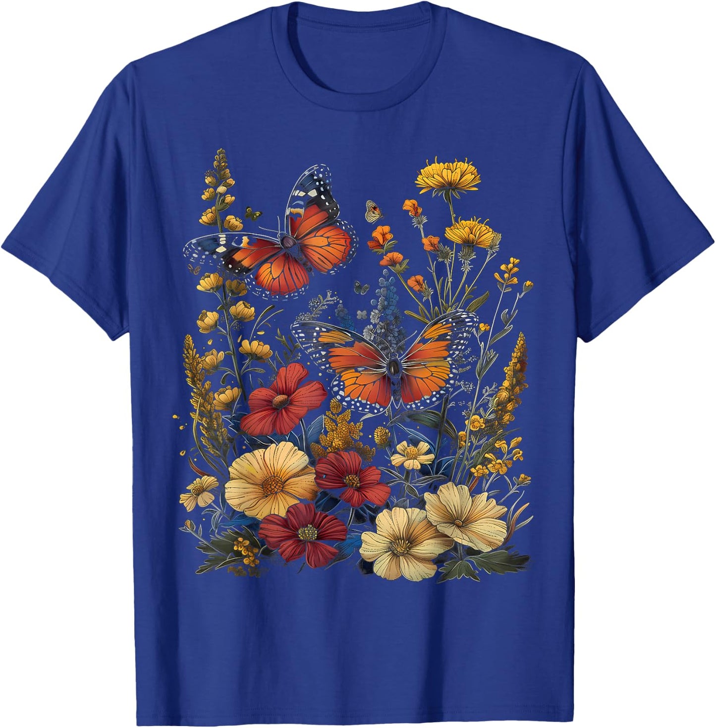 Pollinator Garden Design Wildlife Flowers Native Plants T-Shirt - T-Shirt | Royal