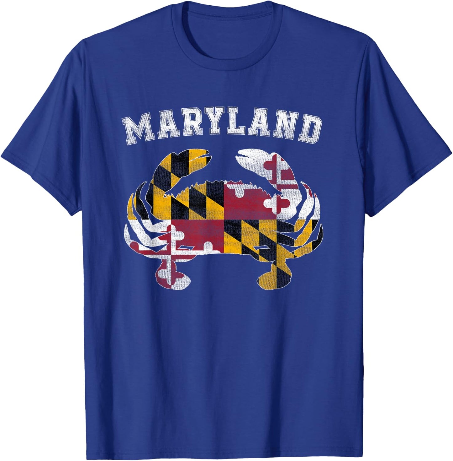 Maryland Flag Blue Crab T Shirt State Pride Retro Shirt T-Shirt - T-Shirt | Royal