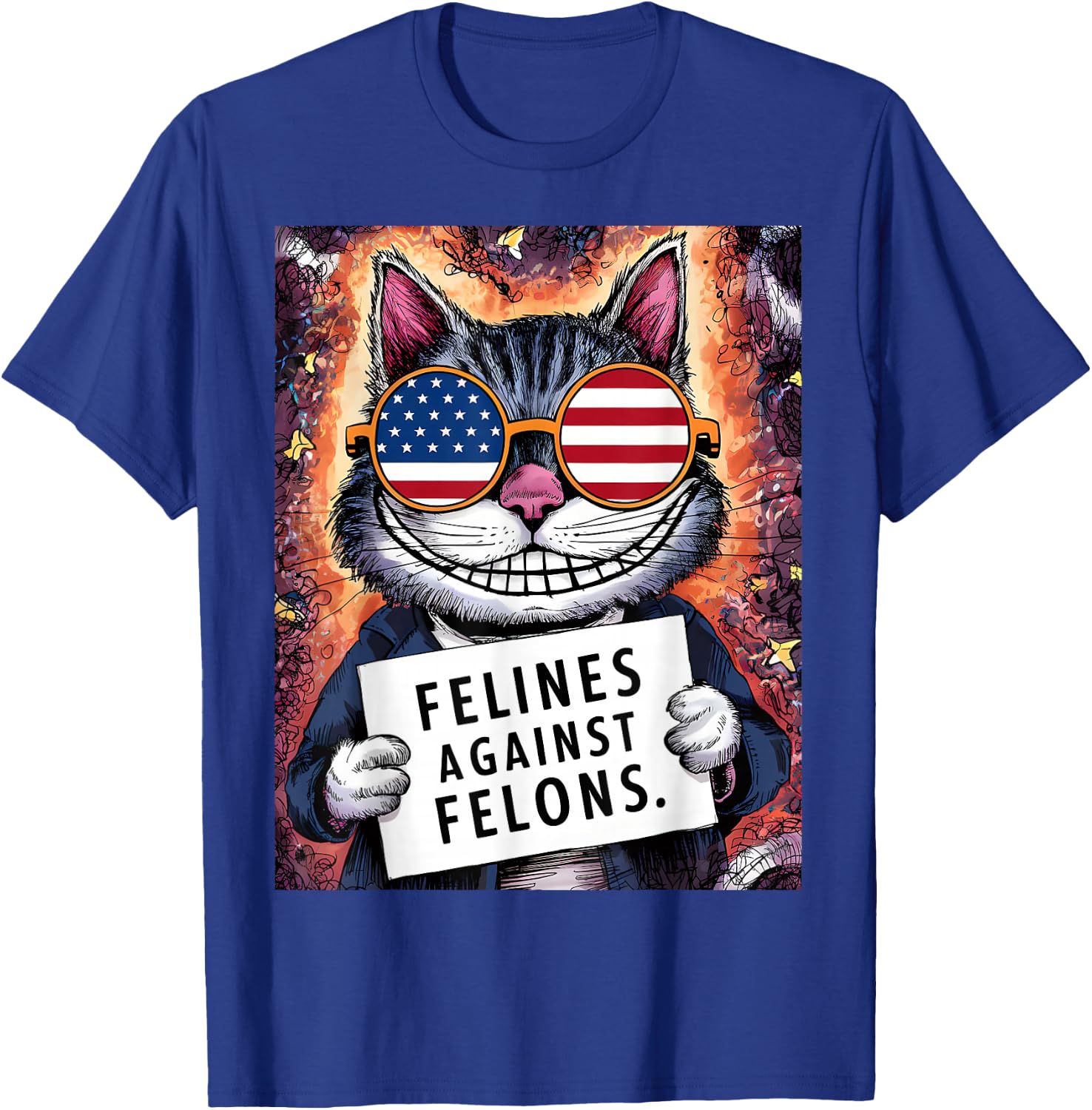 Harris 2024 Felines Against Felons Cat Ladies Harris Waltz T-Shirt - T-Shirt | Royal