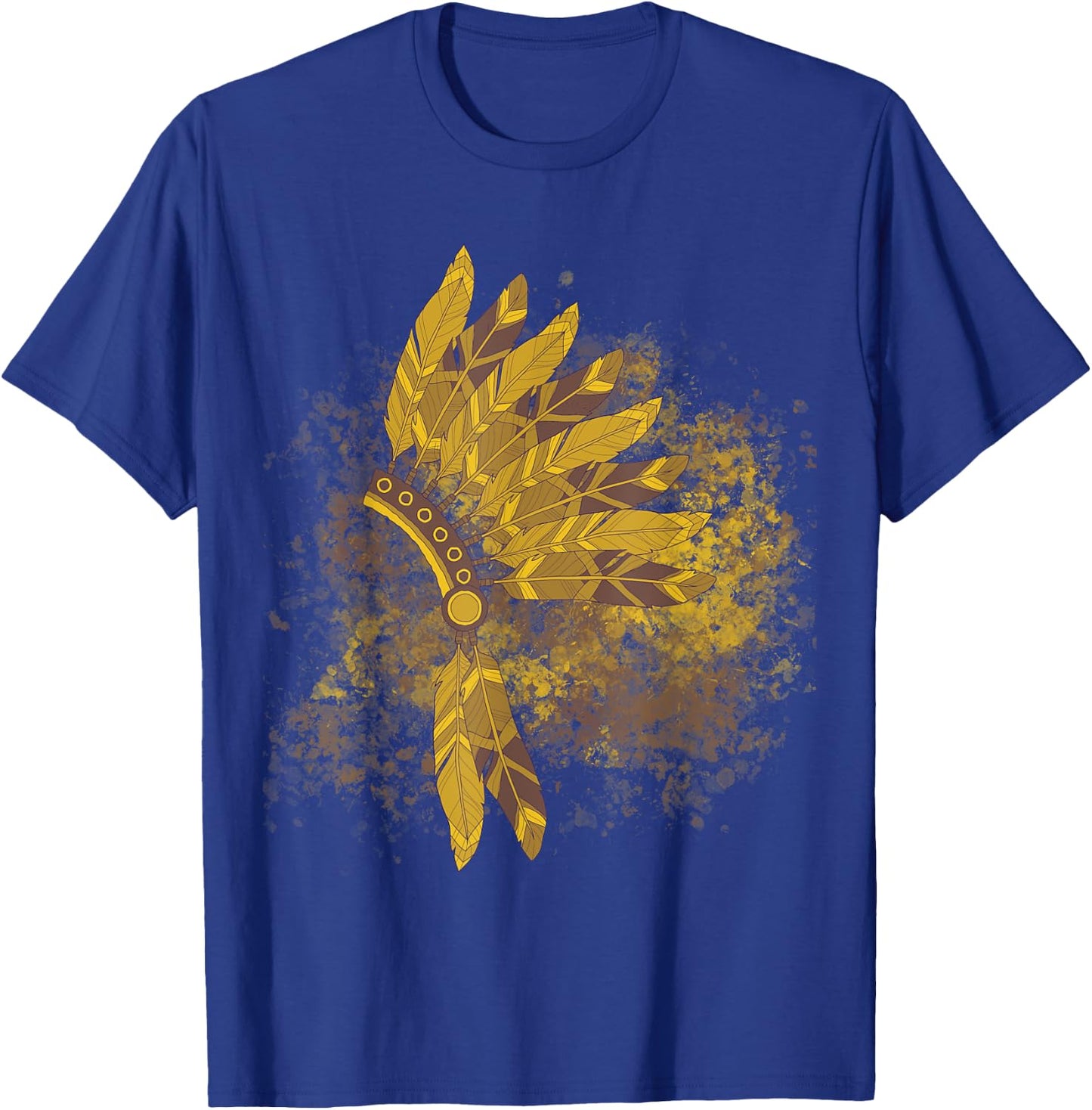 Native American Feather Headdress Indian Chief Tribes Pride T-Shirt - T-Shirt | Royal
