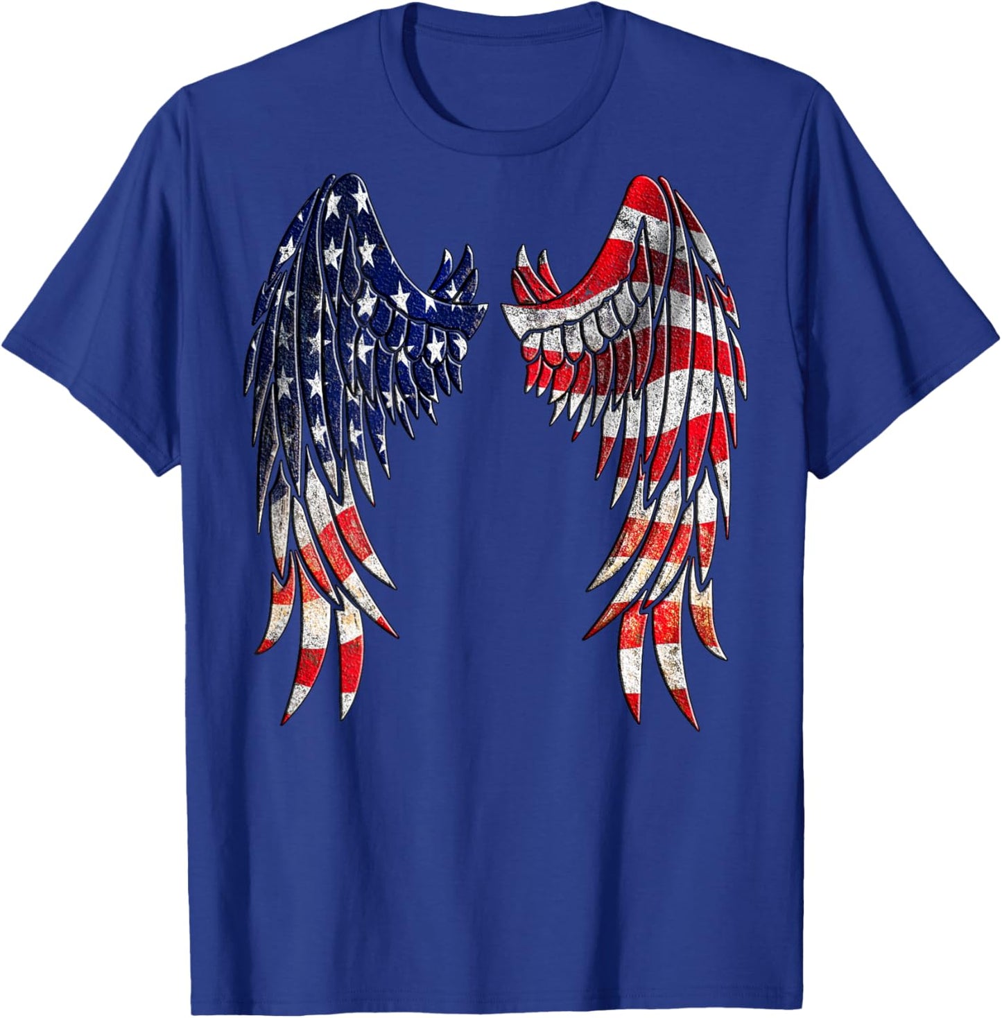 Distressed American Flag Angel Wings Shirt Kids Men T-Shirt - T-Shirt | Royal