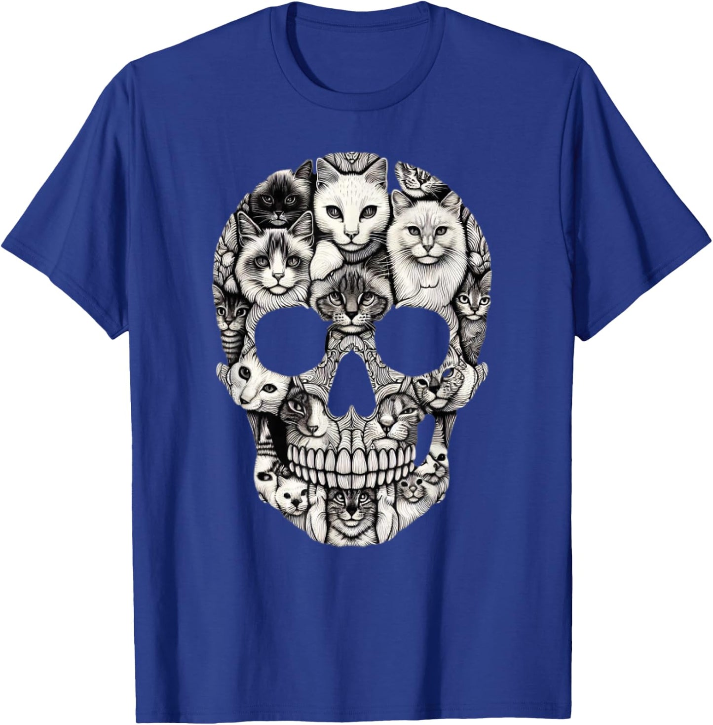 Cat Skull Skeleton Halloween Costume Skull Cat T-Shirt - T-Shirt | Royal