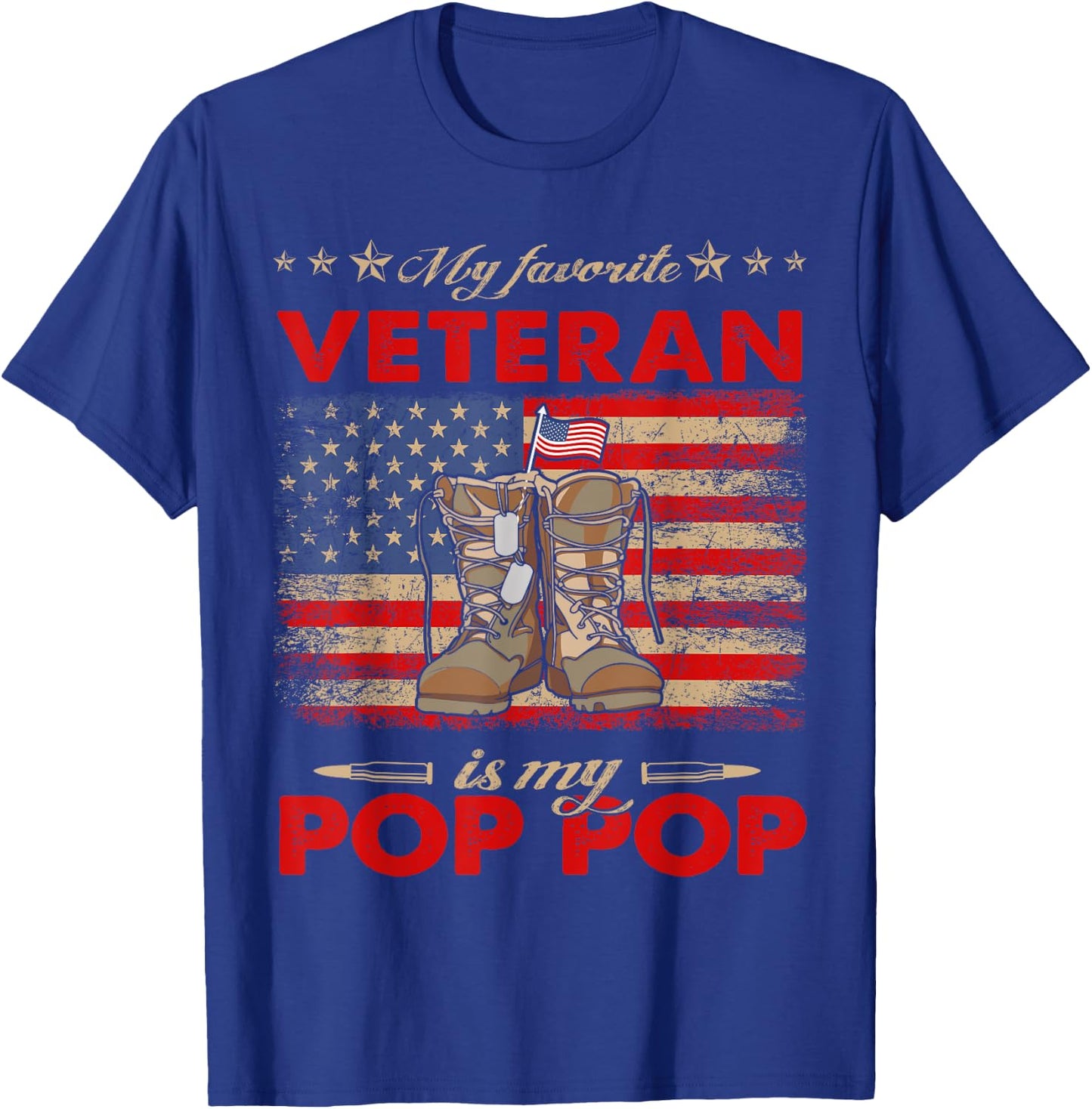 My Pop Pop Is My Favorite Veteran US Flag Veterans Day T-Shirt - T-Shirt | Royal