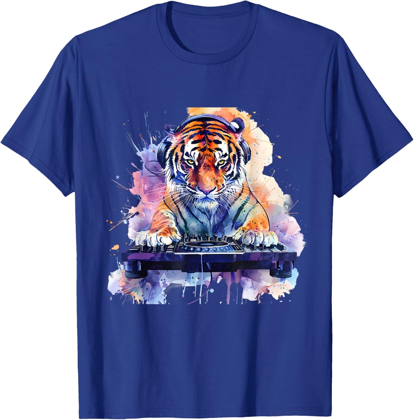 DJ Tiger Turntable DJ Tiger Dance Music Dance Club House T-Shirt - T-Shirt | Royal