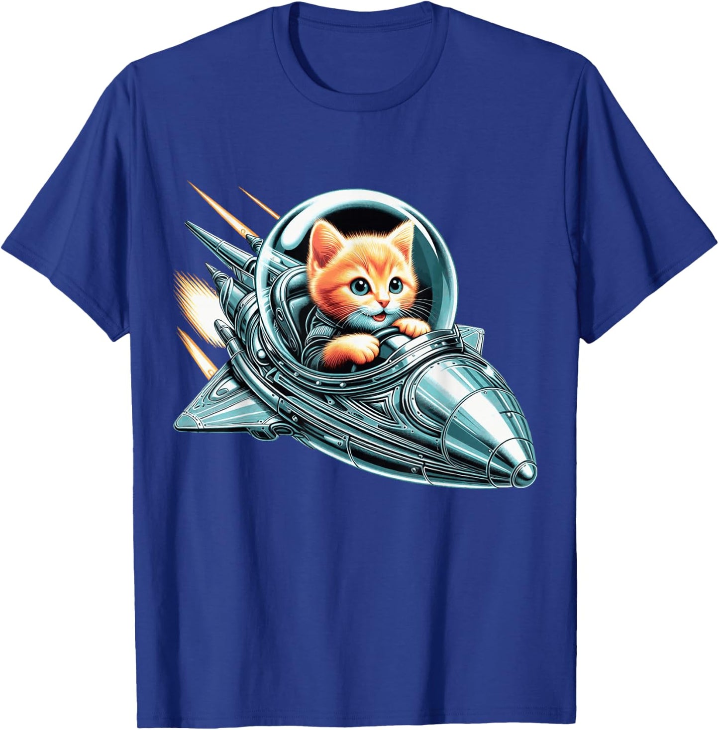 Space Kitten Spaceship Cat Cute Futuristic Galaxy Galactic T-Shirt - T-Shirt | Royal