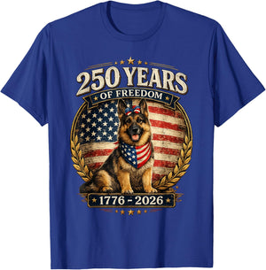 250 Years America Anniversary German Shepherd T-Shirt - T-Shirt | Royal