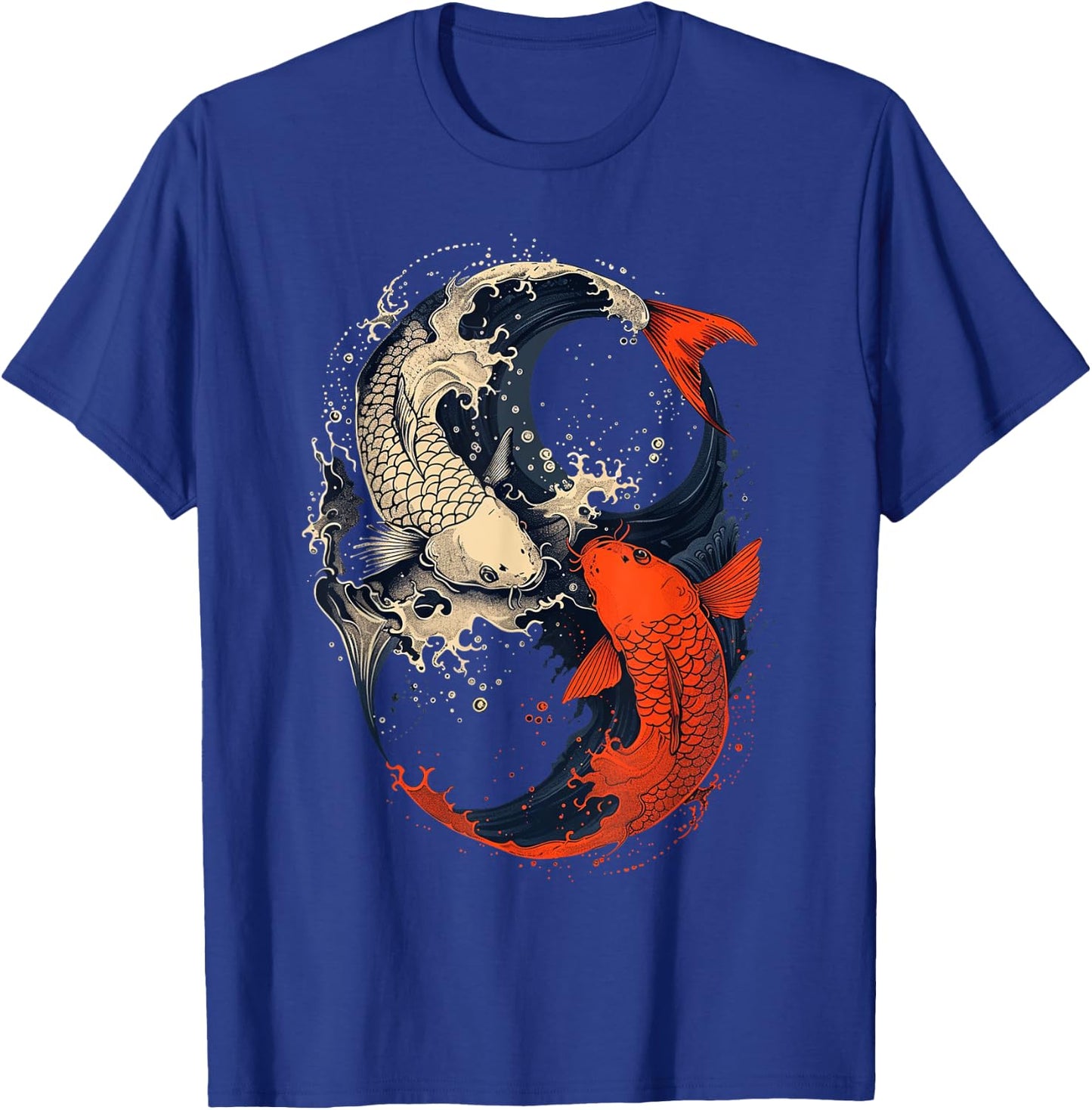 Anime Japanese Koi Fish Yin Yang Art , Small, Black T-Shirt - T-Shirt | Royal