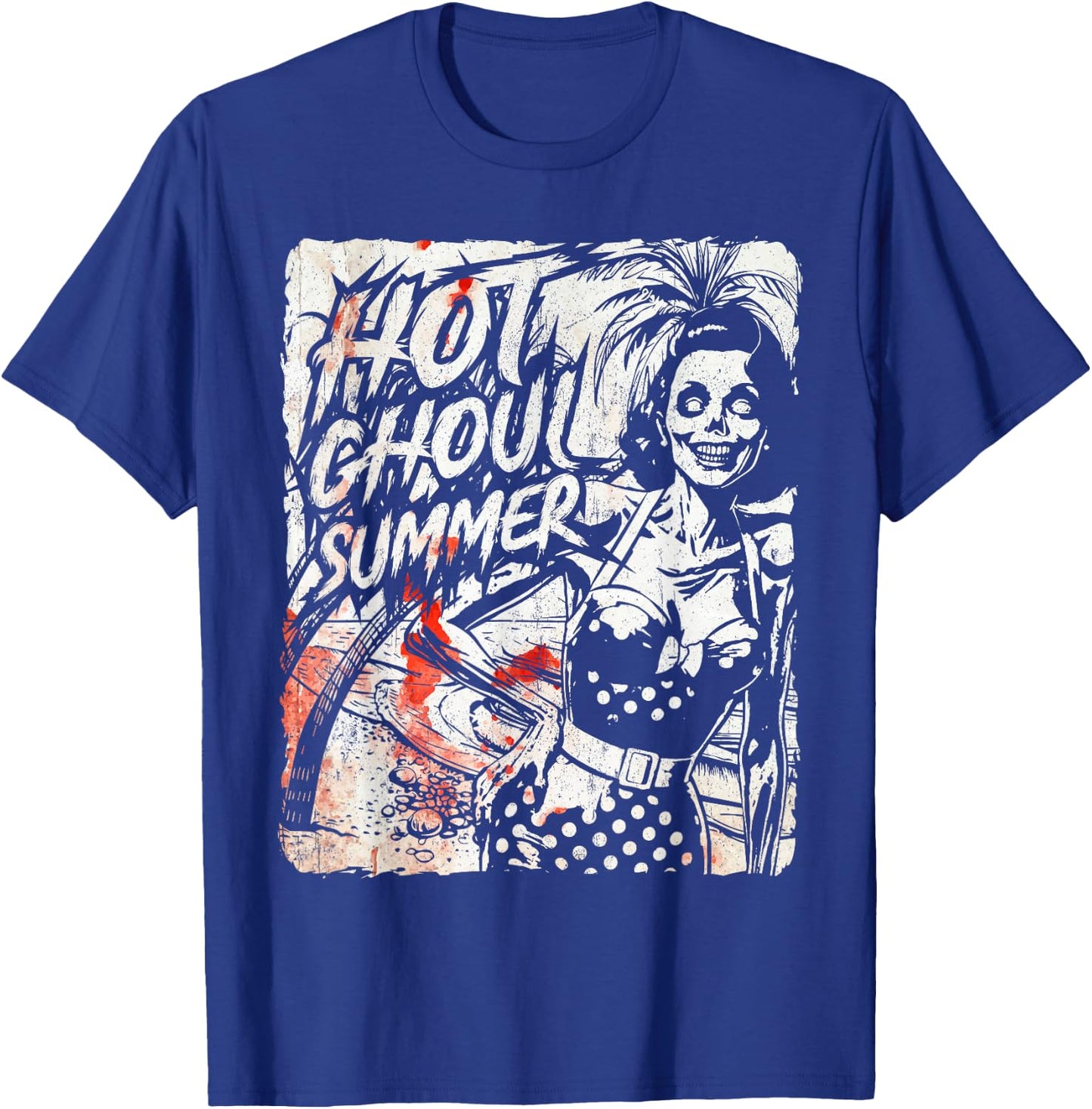 Vintage Hot Ghoul Summer Vibes Halloween Beach Lover Spooky T-Shirt - T-Shirt | Royal