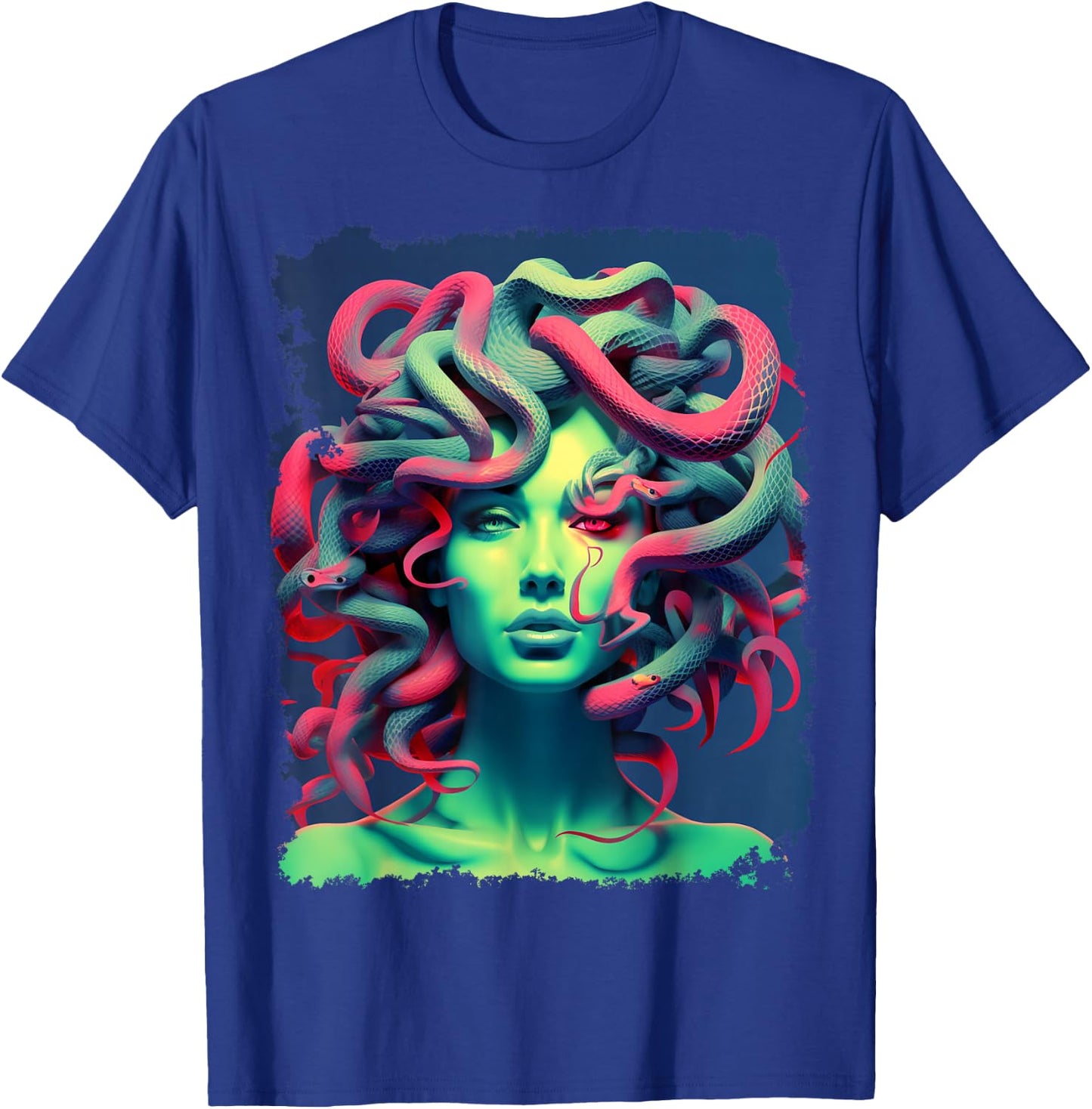 MythoThreads Women's Medusa Graphic - Black, Small, Short Sleeve, Crew Collar, Regular Fit T-Shirt - T-Shirt | Royal