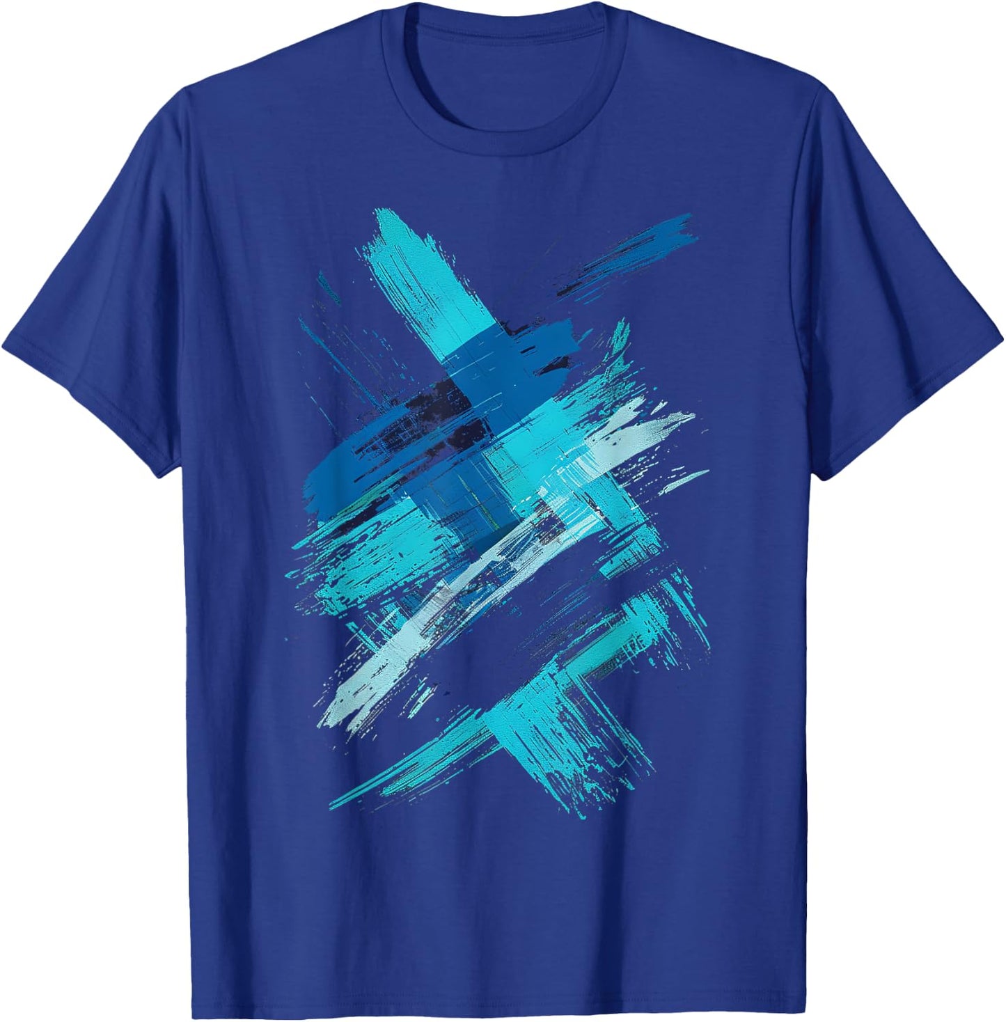 LumaThread Turquoise And Black Brushstroke Graphic , Small T-Shirt - T-Shirt | Royal