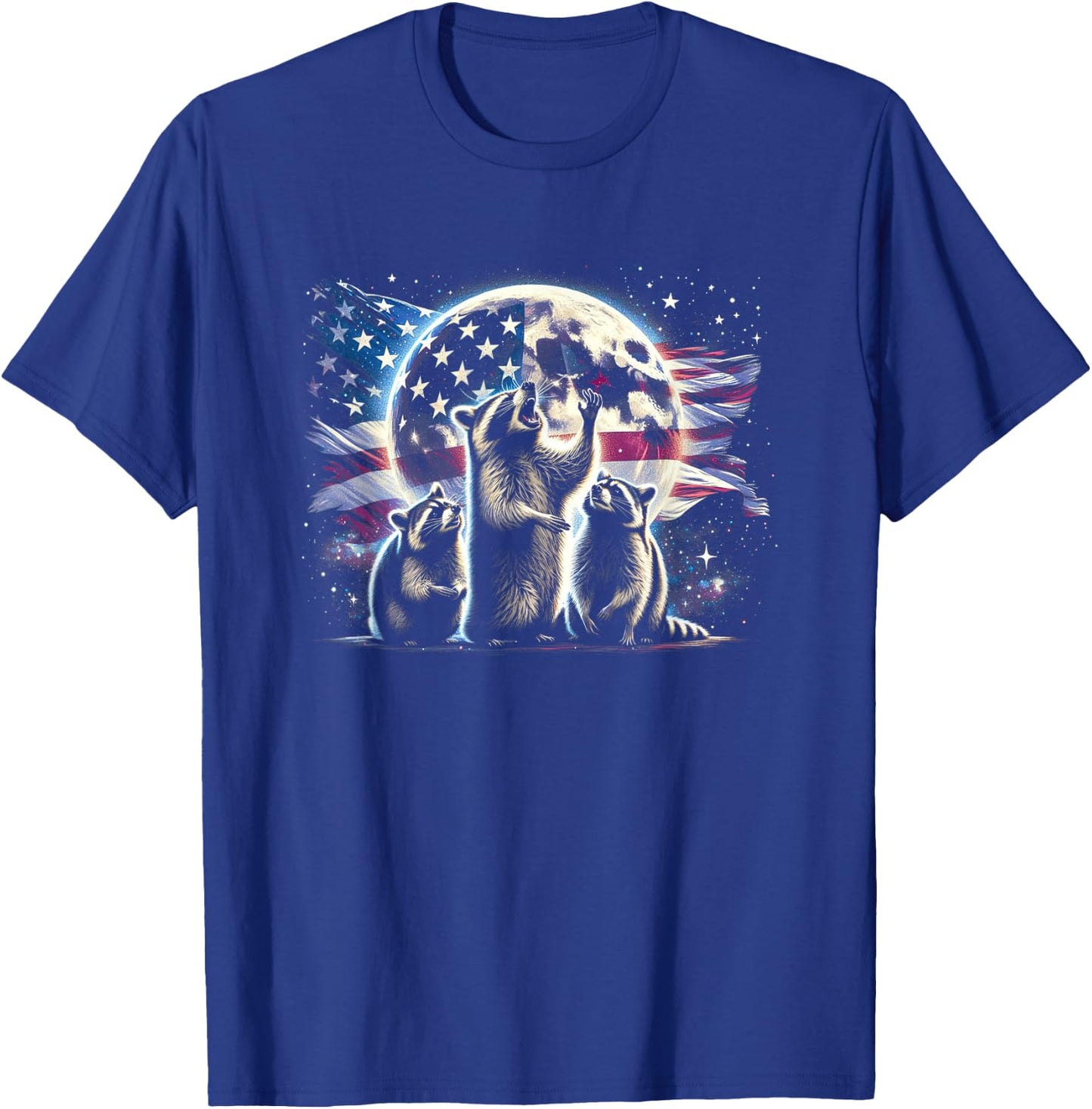 3 Racoon Moon Howling Raccoon Head , Women, Kid T-Shirt - T-Shirt | Royal