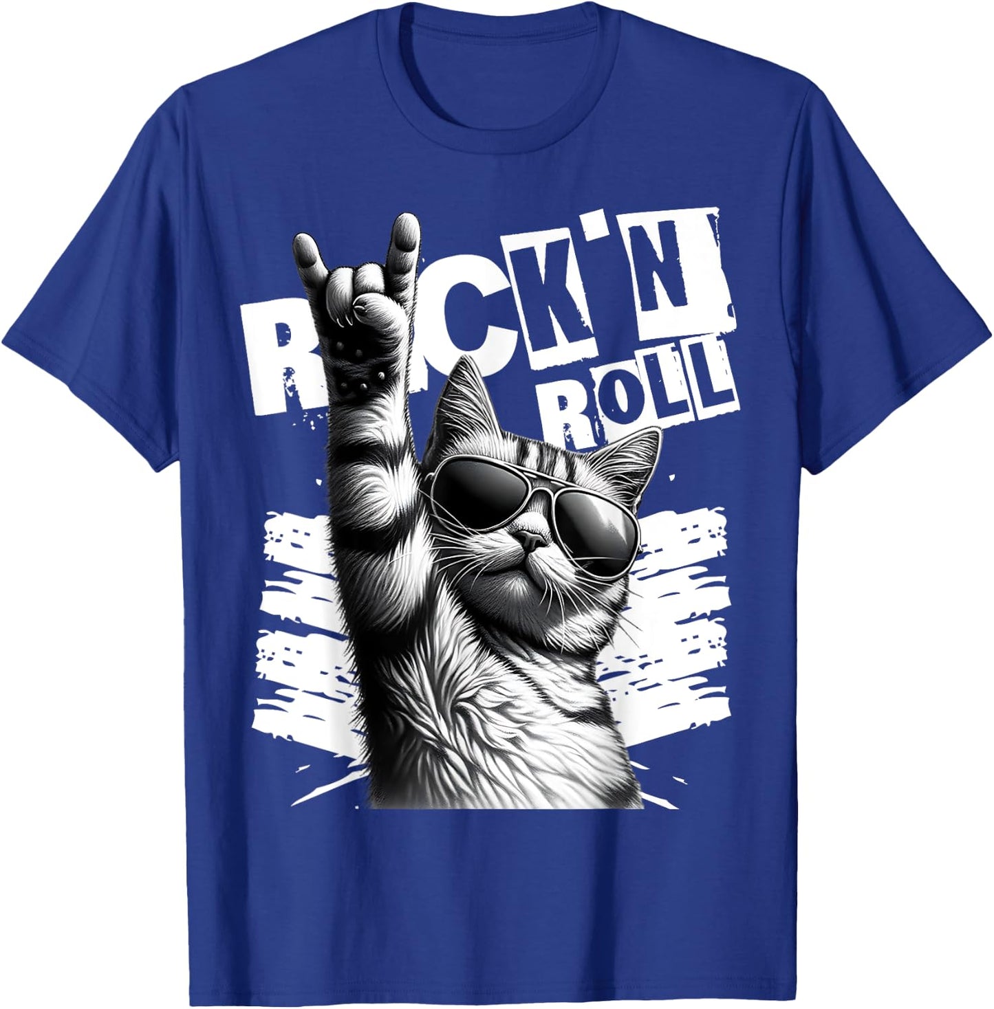 Funny Music Festival Rock cat Rock N Roll T-Shirt - T-Shirt | Royal